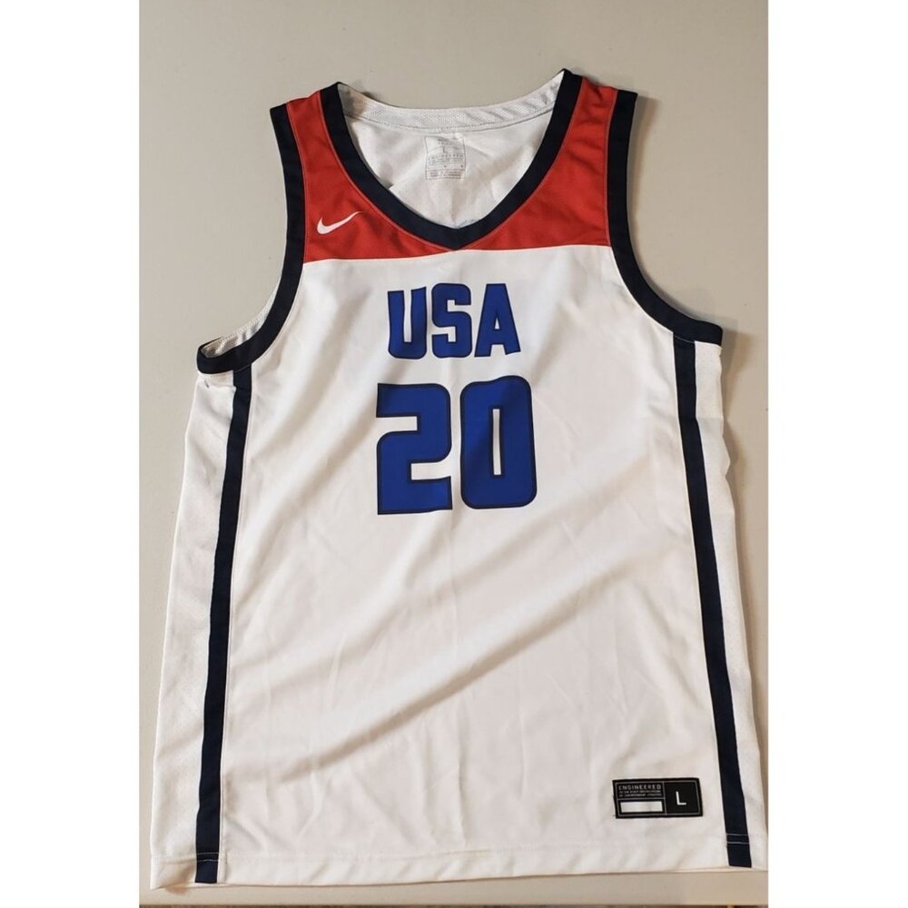 Nike USA Basketball Mens Jersey #20 Pinnacle Legend (White/Red/Black) Large